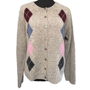 Vintage Paul Harris Design Lambswool Classic Crew Neck Cardigan, Size L